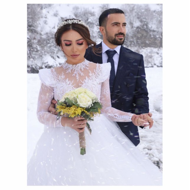 Hochzeitskuppel Foto Cutout Akrylskulptur Freistehende Fotoskulptur (Vorne)