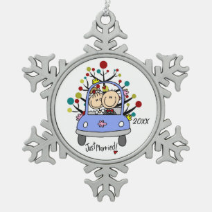 Hochzeitskuppel im Auto Weihnachten Schneeflocke O Schneeflocken Zinn-Ornament
