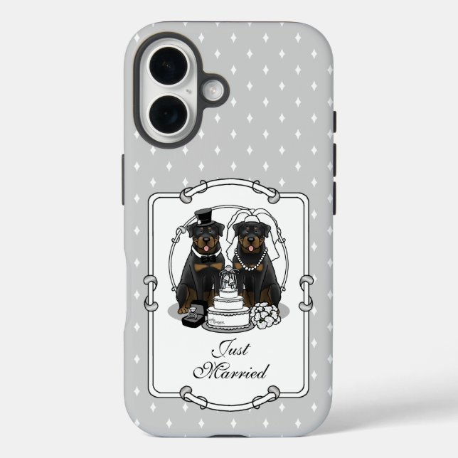 Hochzeitskuppel Rottweilers Braut- und Hundehunde iPhone 16 Hülle (Rückseite)