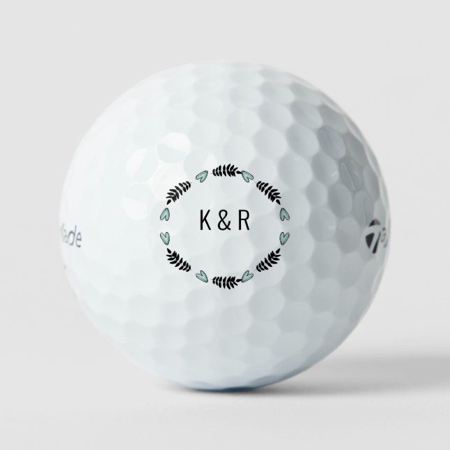Hochzeitskuppel-Ursprünge Foliage & Türkisherzen Golfball (Vorderseite)