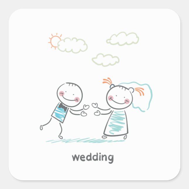 Hochzeitskuppelillustrierung Quadratischer Aufkleber (Vorderseite)