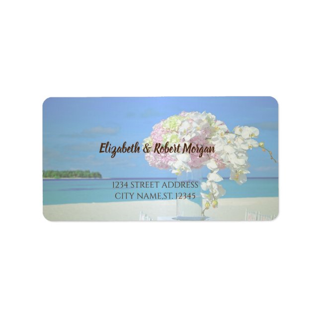 Hochzeitslabel für Beach Wedding Blume Adressaufkleber (Vorne)