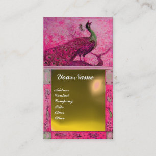Hochzeitsliebe Pfau Monogramm rosa gelber Topas Visitenkarte