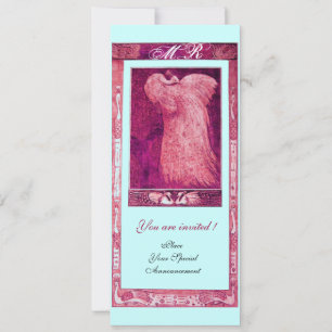 Hochzeitsliebe Pfau Monogramm ,rosa rot weiß blau Einladung