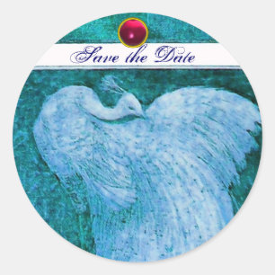 Hochzeitsliebe Pfau weiß, blau rosa rot Rubin Runder Aufkleber