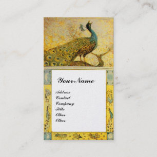 Hochzeitsliebe Pfauen Monogramm, gelb braune Perle Visitenkarte