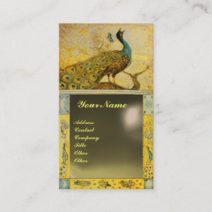 Hochzeitsliebe Pfauen-Monogramm gelb-grauer Achat Visitenkarte