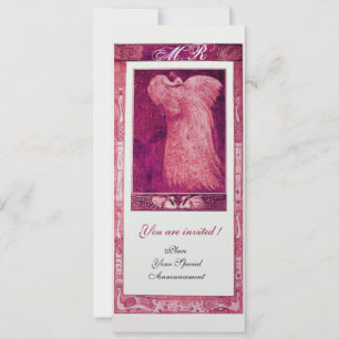Hochzeitsliebe Pfauen-Monogramm Rosa Weiße Perle Einladung
