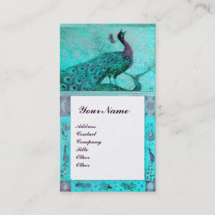 Hochzeitsliebe Pfauen Monogramm Türkis Aqua BlauPe Visitenkarte