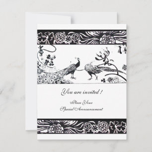 HOCHZEITSLIEBESVÖGEL Schwarz-Weiß-Party-Einladung Einladung