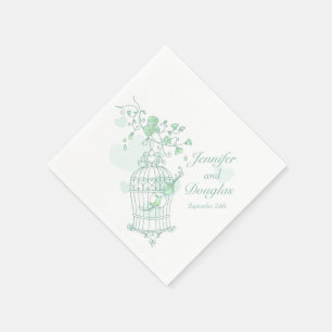 Hochzeitsliebvögel, grüne Papierservietten