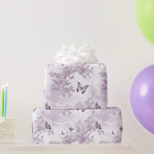 Hochzeitslila Schmetterlinge auf lila Hintergrund Geschenkpapier