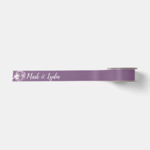 Hochzeitslogo Rosa Baumwollpflanze Paare Name Datu Satinband