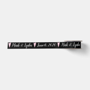 Hochzeitslogo Rosa Herz Paare Name Datum Geschenk Satinband