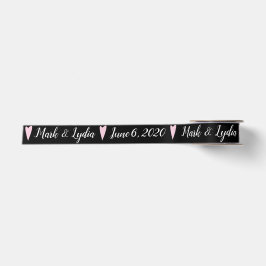Hochzeitslogo Rosa Herzklopfe Datum Vorliebe Satinband