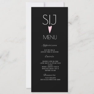 Hochzeitslogo Rosa Schwarz-weißes Abendmenü Feiertagskarte