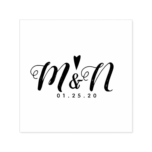 Hochzeitslogo Rustikales, leicht Gezeichnet Herz Permastempel (Design)