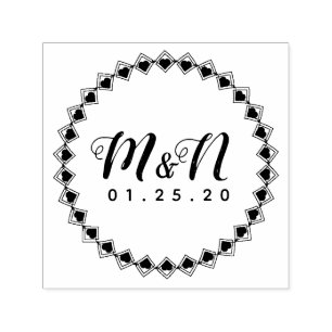 Hochzeitslogos Minimalistische kreisförmige Herzge Permastempel