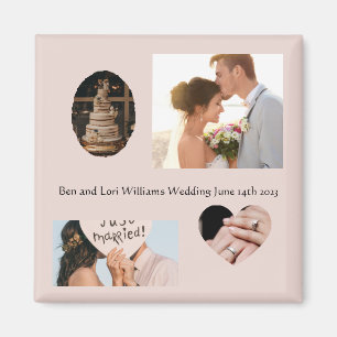 Hochzeitsmagnet mit vier Fotos und Text - Memory A Magnet