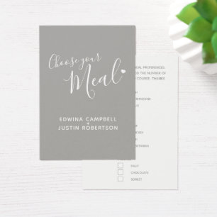 Hochzeitsmahlenskript-Text graue kleine Karten