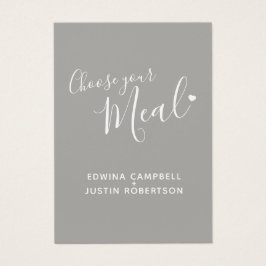 Hochzeitsmahlenskript-Text graue kleine Karten