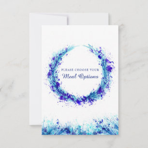 Hochzeitsmahlzeit - Auswahl an blauen Splash-Karte RSVP Karte