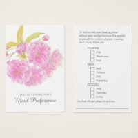 Hochzeitsmahlzeit Präferenz rosa Blumenkarten