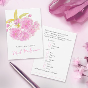 Hochzeitsmahlzeit Präferenz rosa Blumenkarten