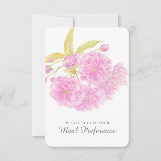 Hochzeitsmahlzeit Wahl rosa florale Antwortkarten RSVP Karte (Vorderseite)
