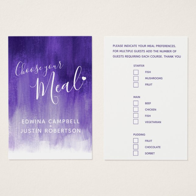 Hochzeitsmahlzeit Wahl ultraviolette Kunst kleine  (Vorne & Hinten)