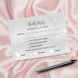 Hochzeitsmahlzeiten im Silver Glitzer UAWG Mitteilungskarte