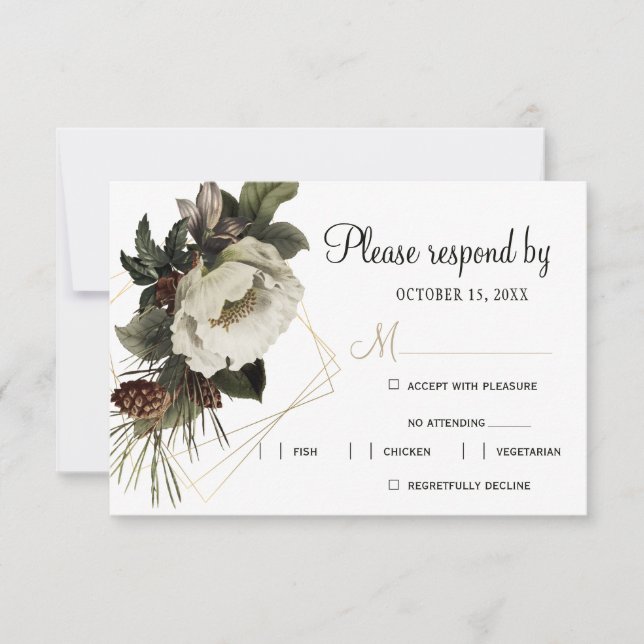 Hochzeitsmahlzeiten im Winter RSVP Karte (Vorderseite)