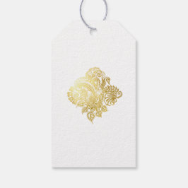 Hochzeitsmarke für Glitzer mit Blumengold Geschenkanhänger