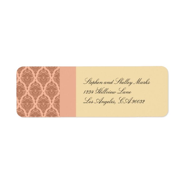 Hochzeitsmarke Peach and Orange Damask (Vorne)