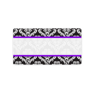 Hochzeitsmarken Damask Lila Adressaufkleber
