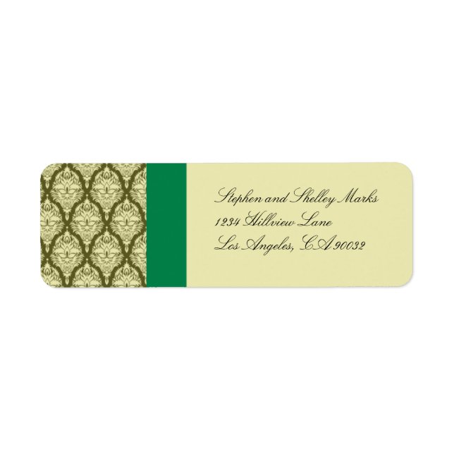 Hochzeitsmarken für grüne und gelbe Damasken (Vorne)