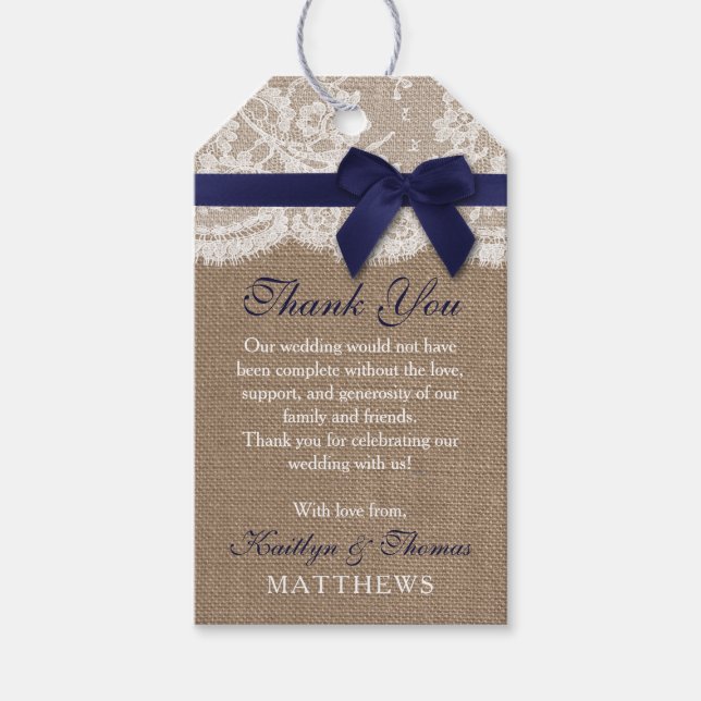 Hochzeitsmarsch auf Burlap & Lace Geschenkanhänger (Vorderseite)