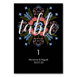 Hochzeitsmedaille mit schwarzer Flora Tischnummer