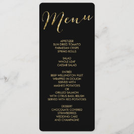 Hochzeitsmenü am Runden Schwarz-Gold-Foil Menükarte