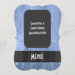 Hochzeitsmenü aus Stahlblau Menükarte