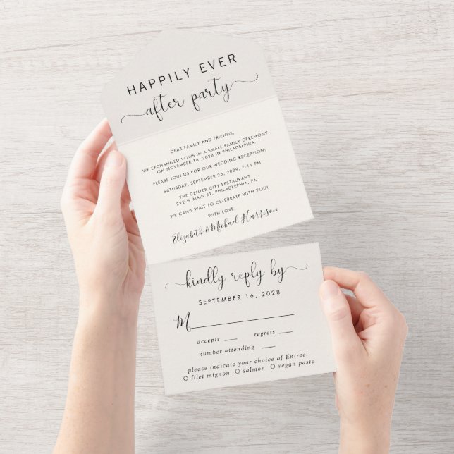 Hochzeitsmenü Auswahl Creme All In One Einladung (Abreißen)
