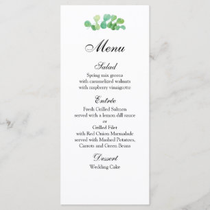 Hochzeitsmenü botanisch. Speisekarte "Green Dinner Menükarte