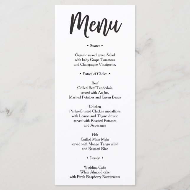 Hochzeitsmenü - Brautparty Menu - Sweet Menükarte (Vorderseite)