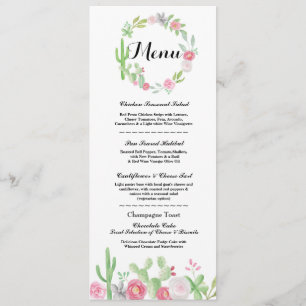 Hochzeitsmenü Cactus Fiesta Mexicanische Menüs Einladung