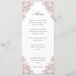 Hochzeitsmenü der Dusty Rose Menükarte