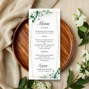 Hochzeitsmenü der geometrischen Blumengrün Menükarte