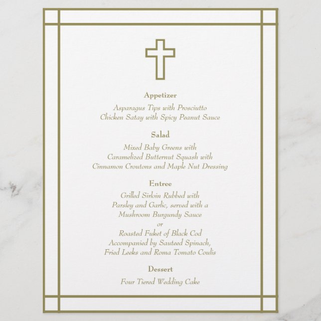 Hochzeitsmenü der Gold Kontur Cross Set (Vorderseite)