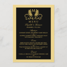 Hochzeitsmenü der Golden Floral Menükarte