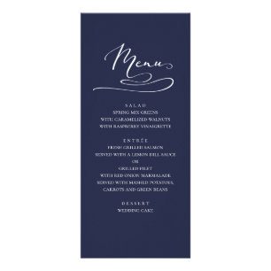 Hochzeitsmenü der Marine. Modernes, einfaches Blau Werbekarte