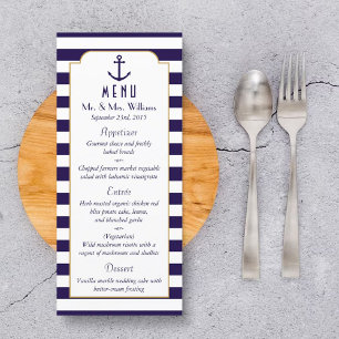 Hochzeitsmenü der Nautischen Marine und des Weißst Werbekarte